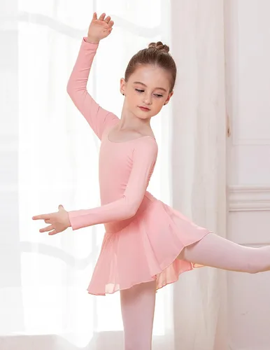 Vista 7 de Arshiner - Vestido de ballet con leotardo clásico de manga larga para niña