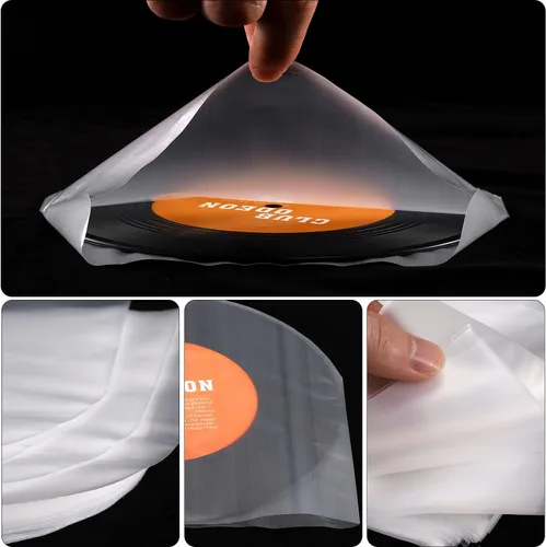 Vista 2 de Facmogu 100 fundas interiores LP de 7 pulgadas, fundas de vinilo con fondo redondo para colecciones de discos de 45 RPM, cubierta