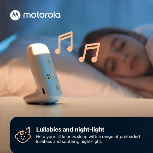 Vista 4 de Motorola Nursery Monitor de audio para bebé, doble habitación HD, rango de 1500 pies, luz nocturna, audio de 2 vías, sin audio WiFi solo con unidad