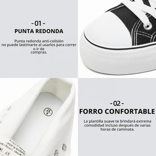 Vista 4 de FRACORA - Tenis de lona con plataforma blanca para mujer Negro