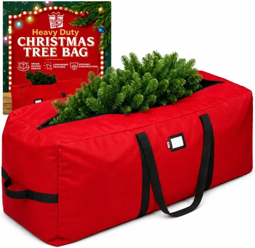 Vista 7 de Bolsa de Almacenamiento de Navidad de Servicio Pesado que se Adapta a Árboles Artificiales de hasta 7.5 pies de Altura, Impermeable con Asas Verde
