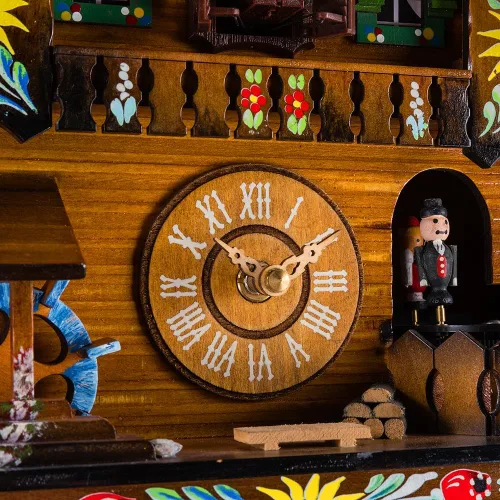 Vista 5 de Kintrot – Reloj de cuco con péndulo de cuarzo, reloj de pared del bosque negro, decoración del hogar