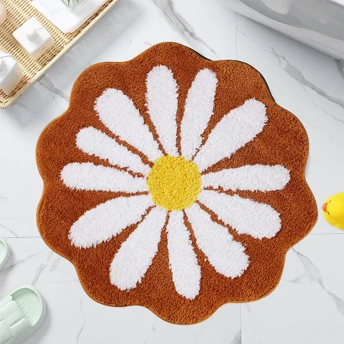 Vista 12 de Bonita alfombra de baño, alfombra antideslizante de absorción de agua, suave, lavable a máquina, para dormitorio, cocina, baño, inodoro, 25.6 x 25.6