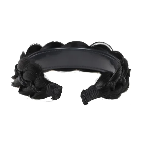 Vista 4 de Diadema trenzada de pelo sintético, aro de pelo clásico, grueso, ancho, trenzado, peluca de trenzas esponjosas, accesorio de belleza para mujeres