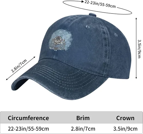 Vista 8 de Cowboy Hat Trendy Hats for Man and Women Djustable Four Season Outdoor Baseball Cap of Hell Skull with Angel Navy Blue
