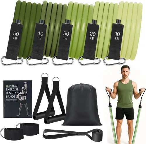 Vista 18 de WIKDAY Exercise Resistance Bands with Handles for Working Out Workout Bands Set with Door Anchor for Physical Therapy, Yoga, Pilates