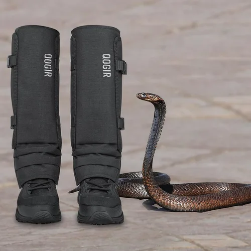 Vista 7 de QOGIR Polainas de serpiente para cazar: protectores de serpiente duraderos, polainas de polaina de serpiente para hombres y mujeres, protección Negro