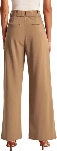 Vista 5 de KUNMI Pantalones de pierna ancha para mujer, para trabajo, negocios, casual, holgados, de cintura alta, estilo palazzo