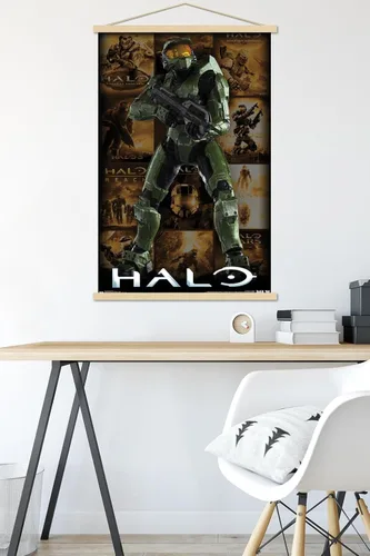 Vista 5 de Trends International Halo - Póster de pared con diseño de cuadrícula Game Key, 22.375 x 34 pulgadas, paquete de impresión prémium y colgador