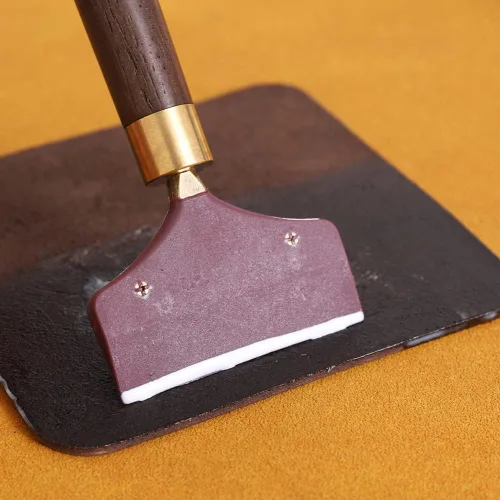 Vista 6 de 2 espátulas de pegamento con mango de madera, raspador de pegamento y aplicador para manualidades de bricolaje y cuero, 2 tamaños
