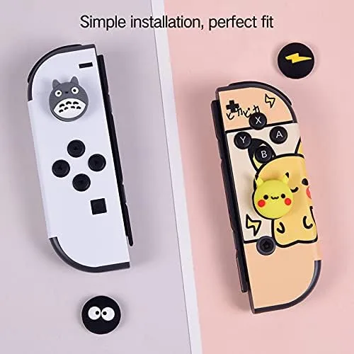 Vista 5 de PERFECTSIGHT 4PCS Cute Switch Thumb Grip Caps for Nintendo Switch OLED Lite Console Joystick Cap Kawaii Soft Silicone Analog Stick Button Cover for