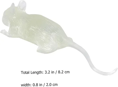 Vista 6 de NUOBESTY 20 ratones falsos que brillan en la oscuridad, ratones de plástico realistas, ratones falsos luminosos, ratas espeluznantes para Halloween