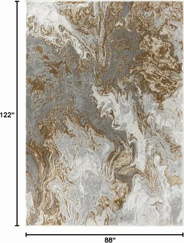 Vista 2 de LUXE WEAVERS Alfombra de Área Abstracta de Remolinos de Mármol, Gris 8x10