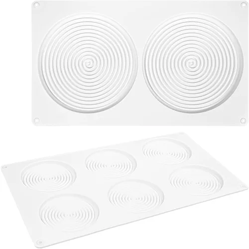 Vista 4 de Moldes redondos de silicona para pastelería, juego de 2 moldes para hornear tourbillon para chocolate, dulces, tarta de mousse, galletas, postres