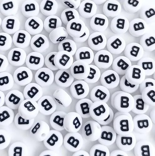 Vista 7 de 100 cuentas de letra, cuentas redondas blancas acrílicas del alfabeto de 0.157 x 0.276 pulgadas (0.157 x 0.276 in), cuentas vocales de letra A