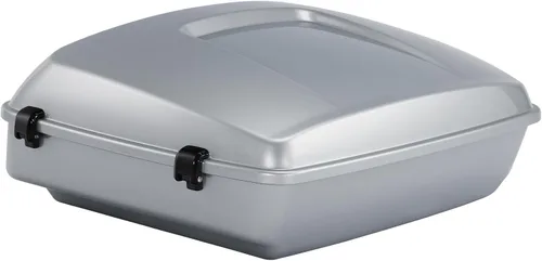 Vista 9 de TCT-MOTORPARTS Atlas Silver Metálico Maletero de Viaje Modificado con Respaldo y Montaje en Rack Adecuado para Harley Touring 14-25 Street Glide