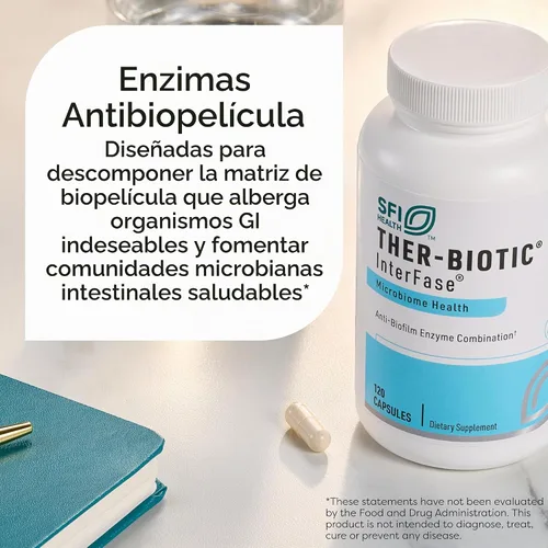 Vista 2 de Klaire Labs Interfase - Mezcla de múltiples enzimas para desintoxicación gastrointestinal, fórmula sin lácteos (60 cápsulas vegetarianas)