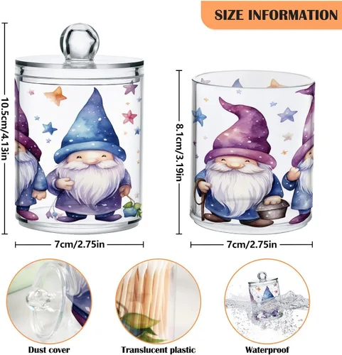 Vista 3 de Lindos gnomos de estrellas, 2 tarros herméticos de plástico transparente, recipiente de almacenamiento de alimentos, puede almacenar dulces, sal