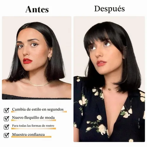 Vista 6 de Flufymooz Flequillo con clip, 100% cabello humano, extensiones de clip de cabello, flequillo con clip, flequillo francés, flequillo francés