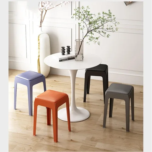 Vista 6 de ZJIEX Taburetes de bar modernos de plástico para mostrador, silla de isla de cocina sin brazos, taburete de encimera sin espalda, taburetes