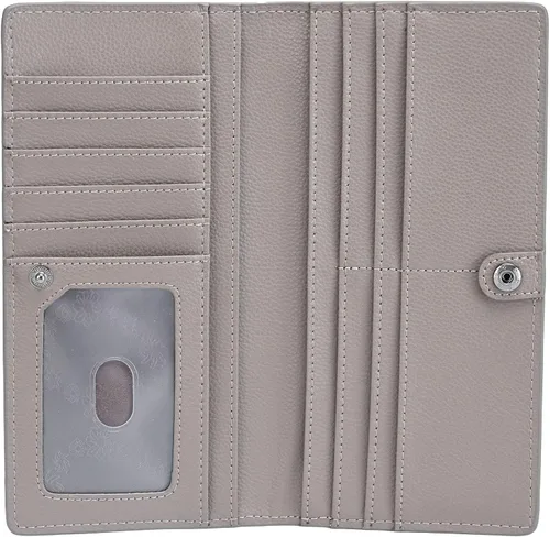 Vista 3 de Bveyzi Billeteras de cuero ultrafino con bloqueo RFID para tarjetas de crédito, billetera plegable para mujer