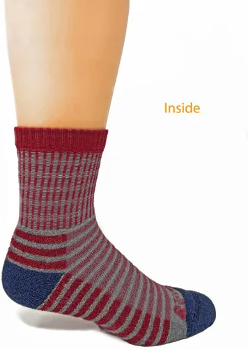 Vista 6 de Warrior Alpaca Socks - Comodidad acolchada retro mini-raya cuarto de cuello redondo para adultos - Unisex