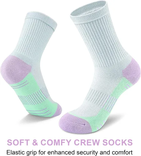 Vista 5 de cuangya Calcetines deportivos de compresión acolchados para mujer, 5 pares