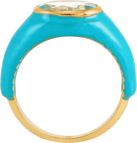 Vista 3 de Silpada Mykonos - Anillo de topacio azul en plata de ley chapada en oro amarillo de 18 quilates, Plata de ley, plata, topacio
