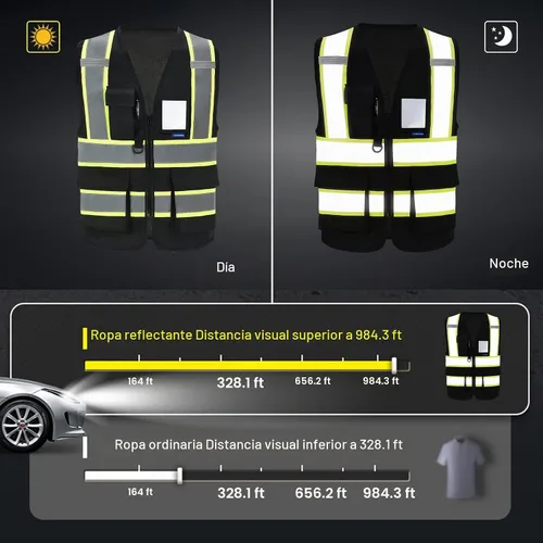 Vista 4 de AYKRM Chaleco de Seguridad de Construcción Personalizado con Logotipo Impreso de Alta Visibilidad Reflectante de 2 Tonos