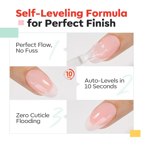 Vista 7 de modelones Capa superior de gel constructor de uñas, constructor transparente 2 en uno para uñas, lámpara LED curada, capa superior fortalecedora