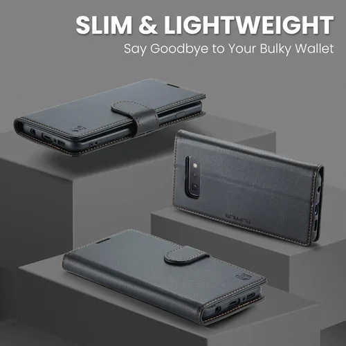Vista 3 de FLIPALM - Funda tipo cartera para Samsung Galaxy S10e de 5.8" (no S10 6.2"), color negro Titular de la tarjeta, bloqueo RFID, cuero PU Folio Flip