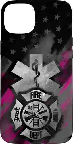 Vista 9 de EMT EMS Firefighter Pink Smoke Line USA American Flag Case for iPhone 17
