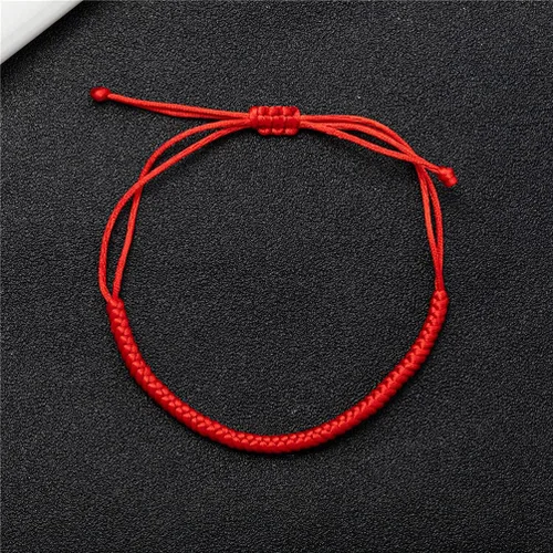 Vista 3 de 2 pulseras de cuerda para mujeres, hombres, niños y niñas, hechas a mano, color rojo, negro, budista, tibetano, pulsera de cuerda tejida