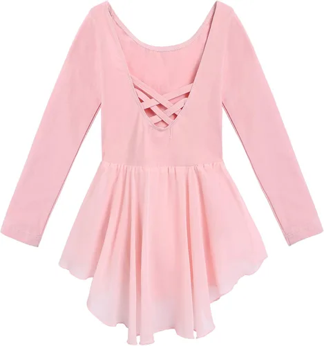 Vista 8 de Arshiner - Vestido de ballet con leotardo clásico de manga larga para niña