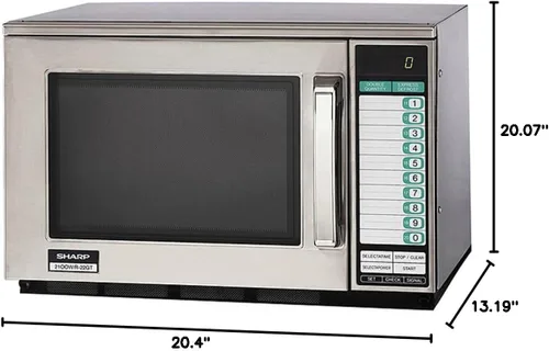 Vista 2 de Sharp R-22GT - Horno de microondas comercial, resistente, 1200 vatios, 0.70 pies cúbicos de capacidad, acero inoxidable, 20 entradas de programa, 11