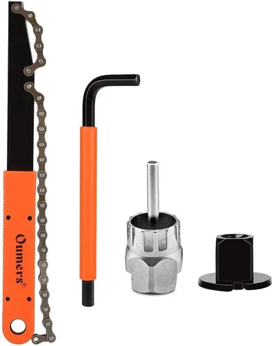 Vista 9 de Oumers Herramienta de extracción de casete de bicicleta, herramienta de extracción de rueda libre de casete con látigo de cadena y llave auxiliar
