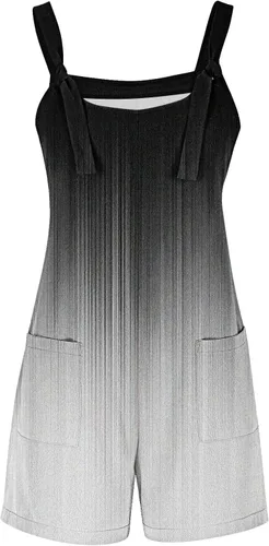 Vista 7 de Lindo overol pequeño para mujer, casual, verano, sin mangas, degradado, con bolsillos, para mujer