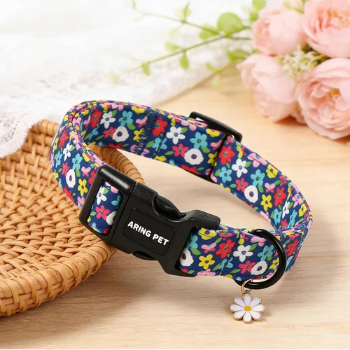 Vista 41 de Aring Pet Collar de algodón, ligero y ajustable, con hebilla de liberación rápida, para perros pequeños, medianos y grandes, para cachorros, S, Hoja