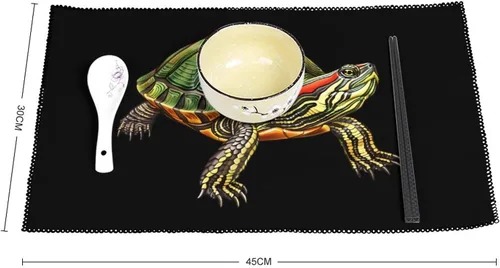 Vista 2 de Red Eared Slider Turtle Placemats Set of 6 Resistant Table Mats Washable Place Mats for Dinner Party Table Decoration