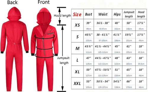 Vista 5 de Traje original de cosplay rojo XS-XXL Rojo