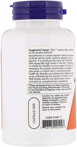 Vista 3 de NOW Foods - Glutatión Antioxidante Celular 500 mg. - 60 Cápsulas Vegetarianas
