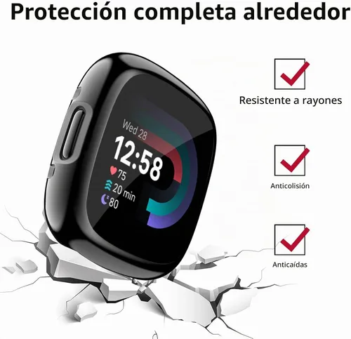 Vista 5 de Tobfit Funda protectora de pantalla para Fitbit Sense 2 / Fitbit Versa 4, TPU chapado en suave alrededor de la cubierta protectora sensible al tacto