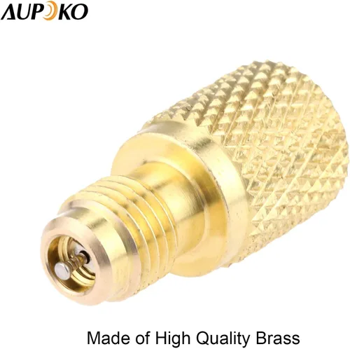 Vista 6 de Adaptador de ajuste de latón R134A, 1/4" macho a 1/2" hembra para tanque de refrigerante con núcleo de válvula, se adapta al sistema de refrigerante