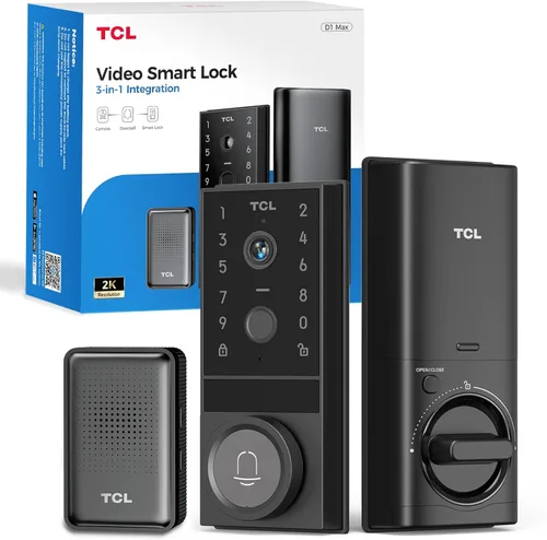Vista 10 de TCL Cerradura inteligente Wi-Fi D1, cerradura de puerta de huellas dactilares, cerradura de cerrojo de entrada sin llave para puerta delantera, WiFi