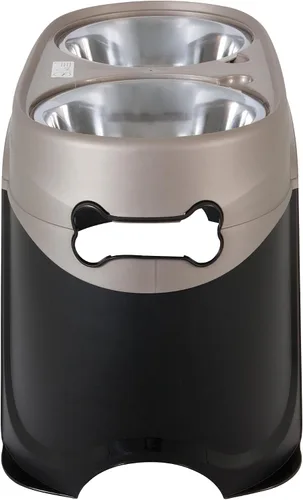 Vista 6 de Petmate Easy Reach Pet Diner - Cuencos elevados para perros, 2 tamaños, 2 colores pulidos, negro/marrón perla, grande (23479), fabricados en Estados