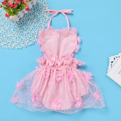 Vista 3 de ODASDO Conjunto de ropa de 2 piezas para bebé niña para primer cumpleaños con encaje y tutú de tul con diadema, conjunto de ropa de 2 piezas