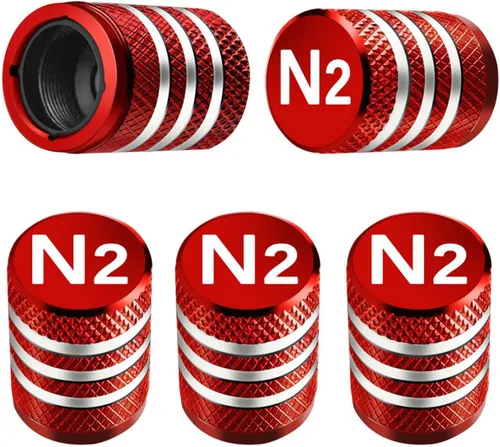 Vista 12 de Tapones para vástago de válvula de neumático, paquete de 5, tapa de aire de neumático N2, metal nitrógeno con forro de plástico, resistente a