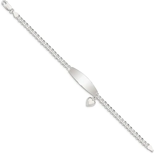 Vista 2 de 925 Sterling Silver Heart Charm Id Bracelet 85 Inch Love Fine Jewelry For Women Gifts For Her