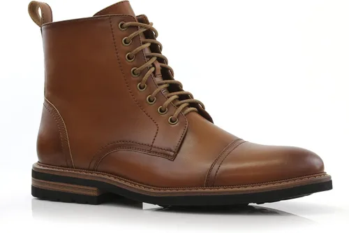 Vista 8 de Polar Fox Botas de tobillo para hombre Colección de botas casuales con cordones Estilos de punta redonda y punta lisa 1. Negro y lana