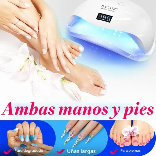 Vista 5 de OVLUX - Lámpara de uñas LED UV de 180 W profesional - Secador de uñas de gel rápido con 57 LED, cuenta regresiva LCD, sensor automático y modo